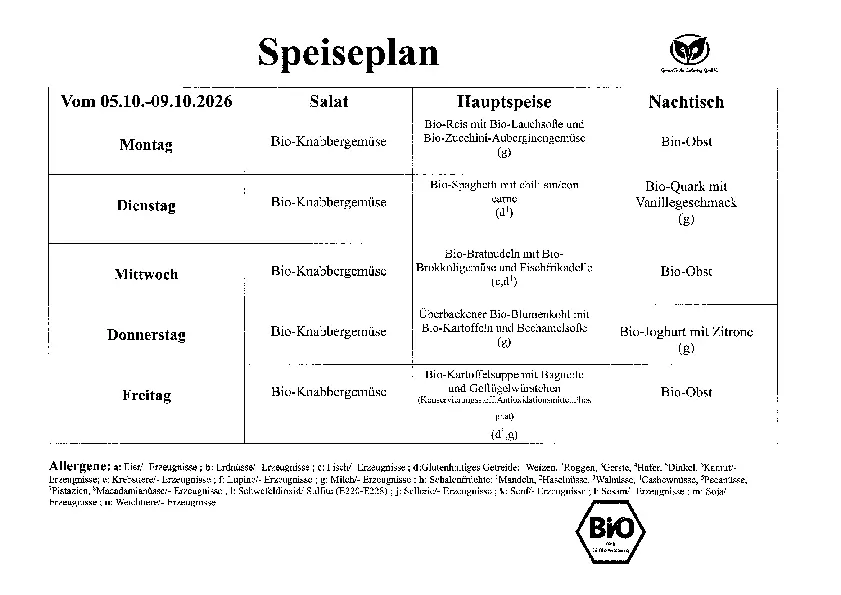 Auf dem Mensaplan werden die Gerichte f&uuml;r die KW41 aufgef&uuml;hrt. 